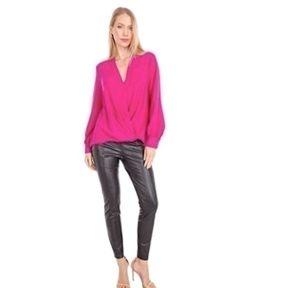 NWT Trina Turk Laurynn Magenta faux wrap top